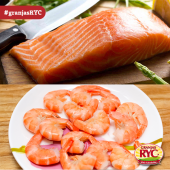 Camarón y salmón en Granjas RYC. - RYC Alimentos