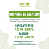 Conoce nuestros horarios de atención. - Laboratorios Médicos SEMIN