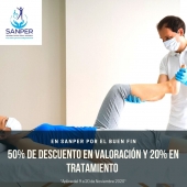 En Sanper por el Buen Fin, te ofrecemos 50% de descuento en tu valoración, y 20% en todo tu tratamiento.
Aplica del 9 al 20 de Noviembre. - Rehabilitación Física Integral SANPER