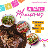 Ven y deléitate con nuestros auténticos antojitos mexicanos: tacos, enchiladas, mole y mucho más 
Preparados con amor, tradición y los mejores ingredientes.
 - Cocina Típica Mexicana Lupita