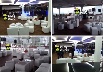 Mobiliario lounge - Leds Party - Pistas iluminadas y servicios para eventos - Puebla
