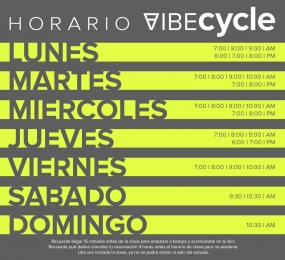 Checa nuestros horarios  - Vibecycle - Cycling Studio - Puebla