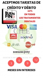 Aceptamos tarjetas de crédito y débito  20% de descuento en todos los tratamientos dentales  - Clíni...