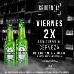 Este día de la cerveza celebra en la cantina 
Cerveza 2x precio especial de 1:00pm a 7:00pm o hasta...