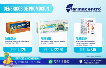 Genéricos de promoción - Farmacentro - Productos Farmacéuticos - Puebla