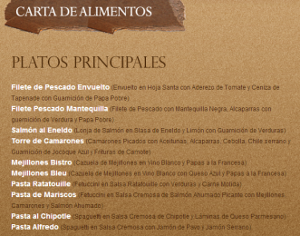 Platos principales - Bistro y Vinos - Puebla