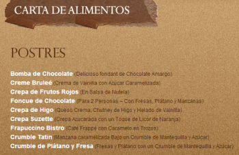 Postres - Bistro y Vinos - Puebla