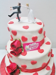 Romántico pastel de boda con corazones y rosas naturales. - The Little Bakery House - Tienda de Past...