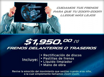 En MAZDA PUEBLA queremos que llegues más lejos. ¡Aprovecha nuestra promoción en frenos y revive el Z...